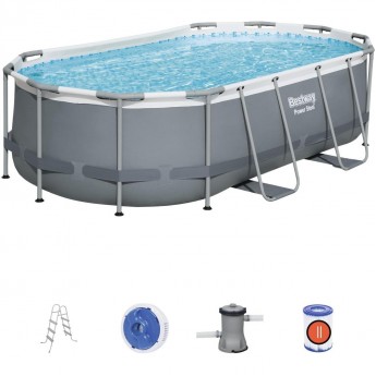 Каркасный бассейн BESTWAY POWER STEEL 427х250х100см, 7250л + фильтр-насос 2006 л/ч, лестница Каркасный бассейн BESTWAY POWER STEEL 427х250х100см, 7250л + фильтр-насос 2006 л/ч, лестница