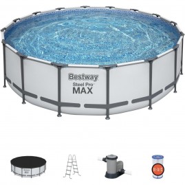 Каркасный бассейн BESTWAY STEEL PRO MAX 488х122см, 19480л + фильтр-насос 5678 л/ч, тент, лестница Каркасный бассейн BESTWAY STEEL PRO MAX 488х122см, 19480л + фильтр-насос 5678 л/ч, тент, лестница