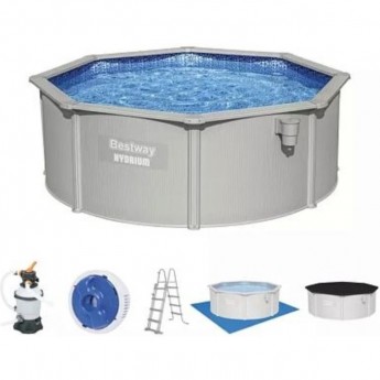 Стальной бассейн BESTWAY HYDRIUM 360х120см, 10990л + песочный ф/насос 3028 л/ч, лестница, тент, подстилка Стальной бассейн BESTWAY HYDRIUM 360х120см, 10990л + песочный ф/насос 3028 л/ч, лестница, тент, подстилка